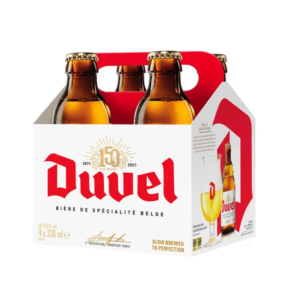 XÁCH BIA DUVEL 4 CHAI KÈM 1 LY