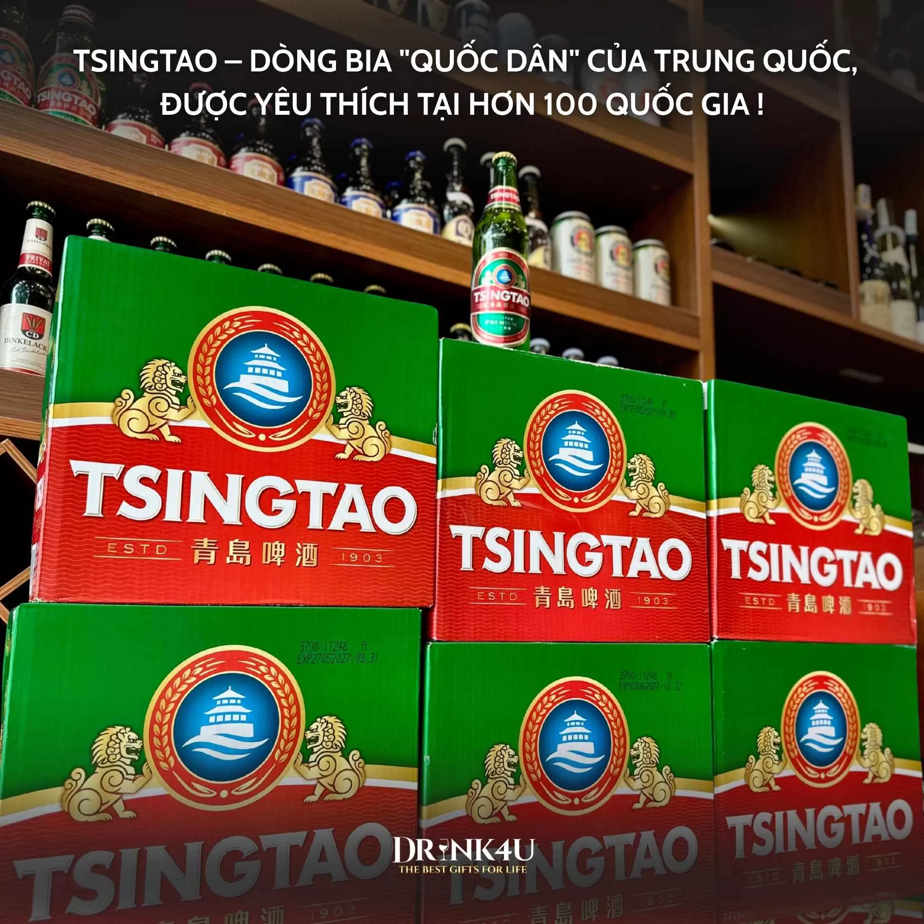 BIA TRUNG QUỐC TSINGTAO (THANH ĐẢO) 5% - 640ML - THÙNG 12 CHAI