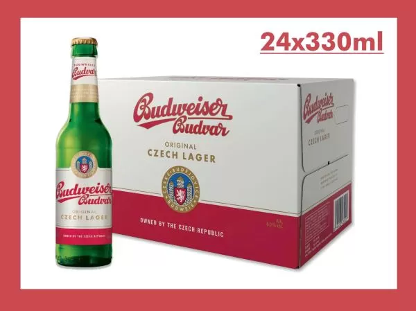 BIA TIỆP BUDWEISER BUDVAR VÀNG 330ML - THÙNG 24 CHAI