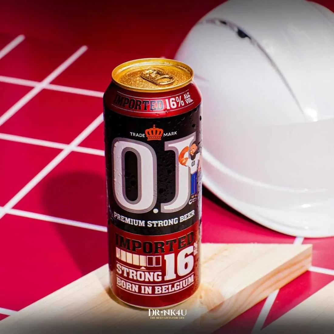 BIA BỈ OJ STRONG ĐỎ 16% - 500ML - THÙNG 24 LON