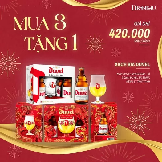 XÁCH BIA BỈ DUVEL 4 +1 NEW YEAR EDITION