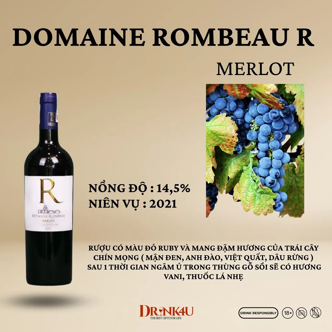 RƯỢU VANG PHÁP DOMAINE ROMBEAU R - MERLOT
