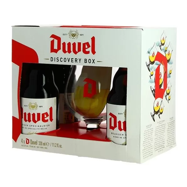XÁCH BIA DUVEL 4 CHAI KÈM 1 LY