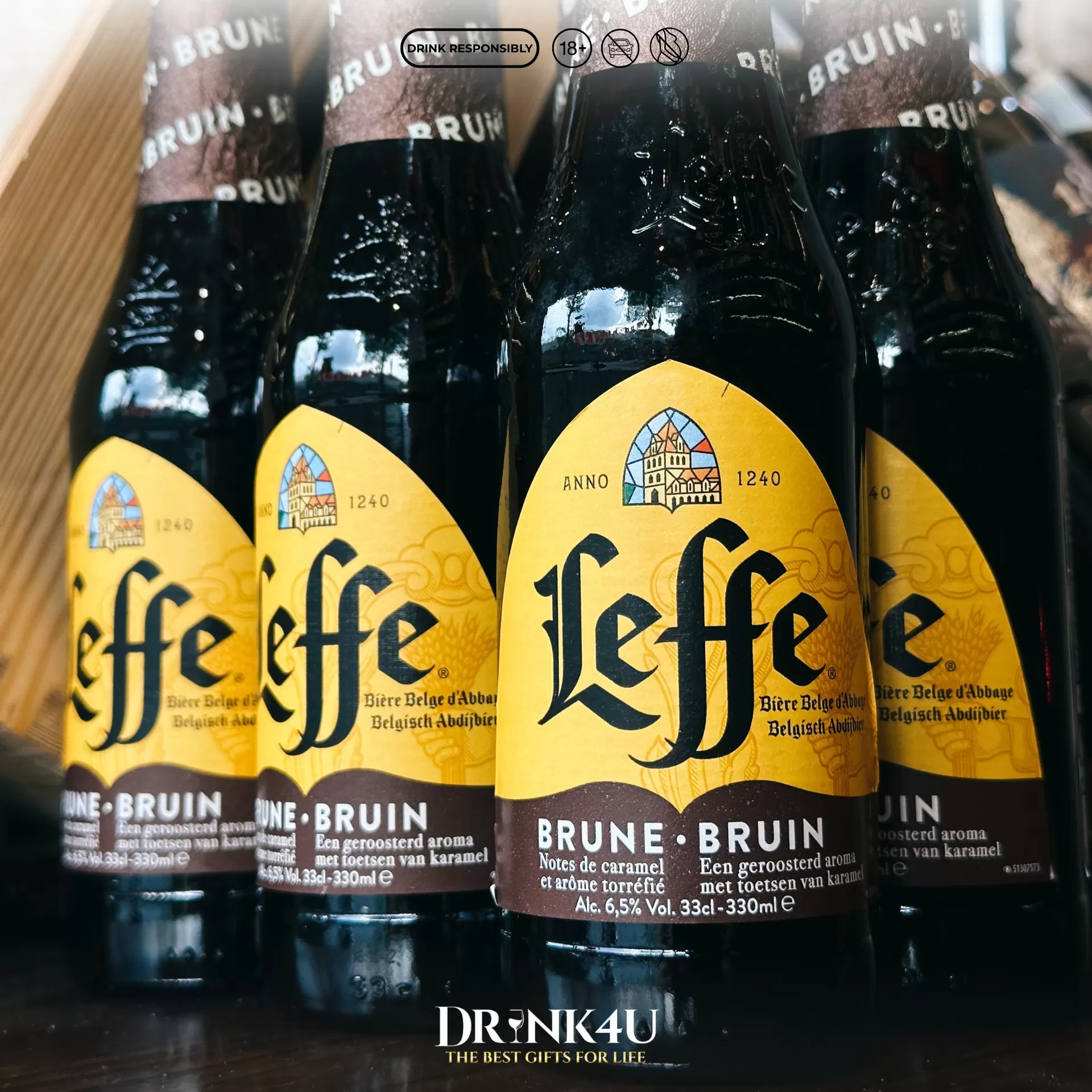 BIA BỈ LEFFE BRUNE 6% - 330ML - THÙNG 24 CHAI