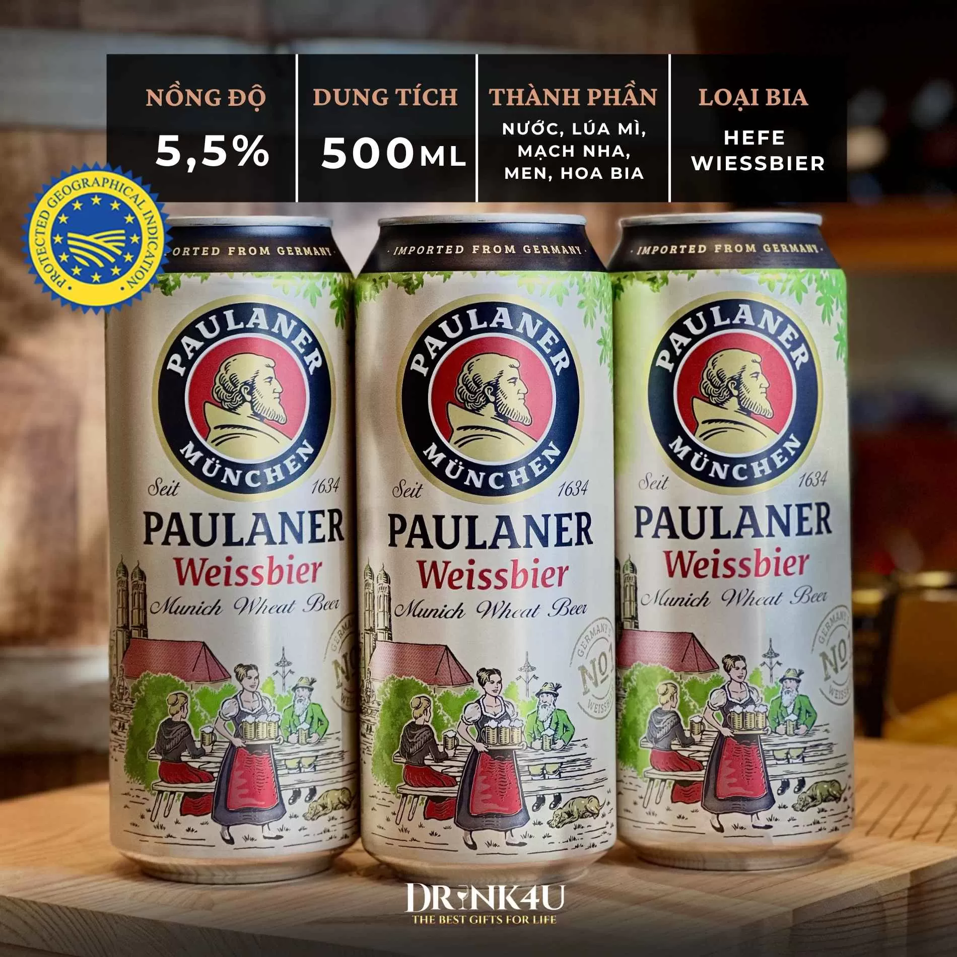 BIA ĐỨC PAULANER WEISBIER 500ML - THÙNG 24 LON