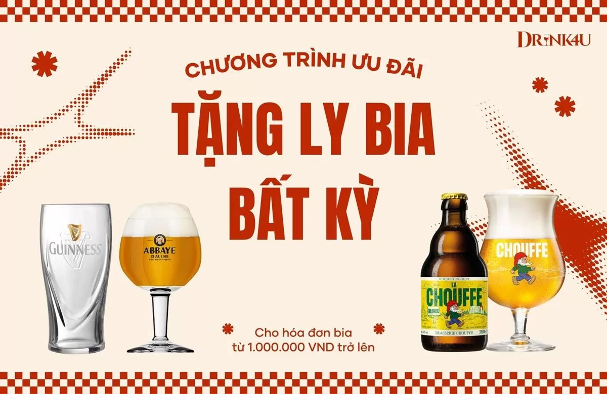 MUA BIA TỪ 1 TRIỆU ĐỒNG TẶNG NGAY 1 LY BIA TẠI DRINK4U