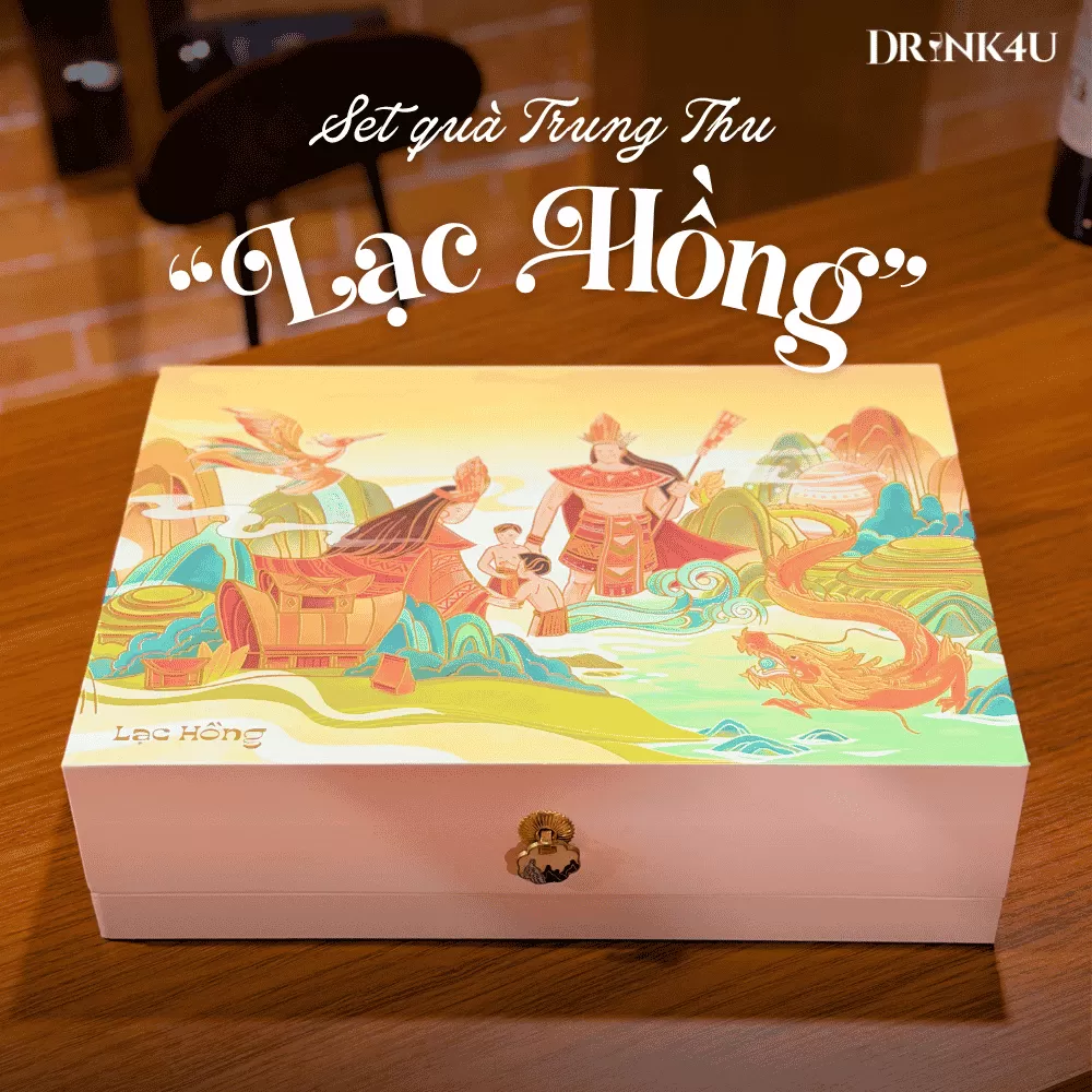 SET QUÀ TRUNG THU LẠC HỒNG: QUÀ TRUNG THU DOANH NGHIỆP KẾT HỢP RƯỢU VANG TỪ DRINK4U